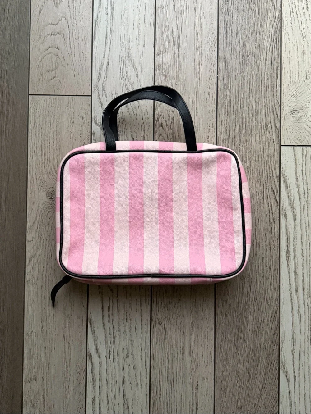 Victoria's Secret Pink Striped Hanging Travel Cosmetic Bag